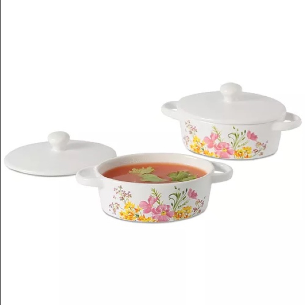 Martha Stewart Floral Oval Cocottes, Set of 2